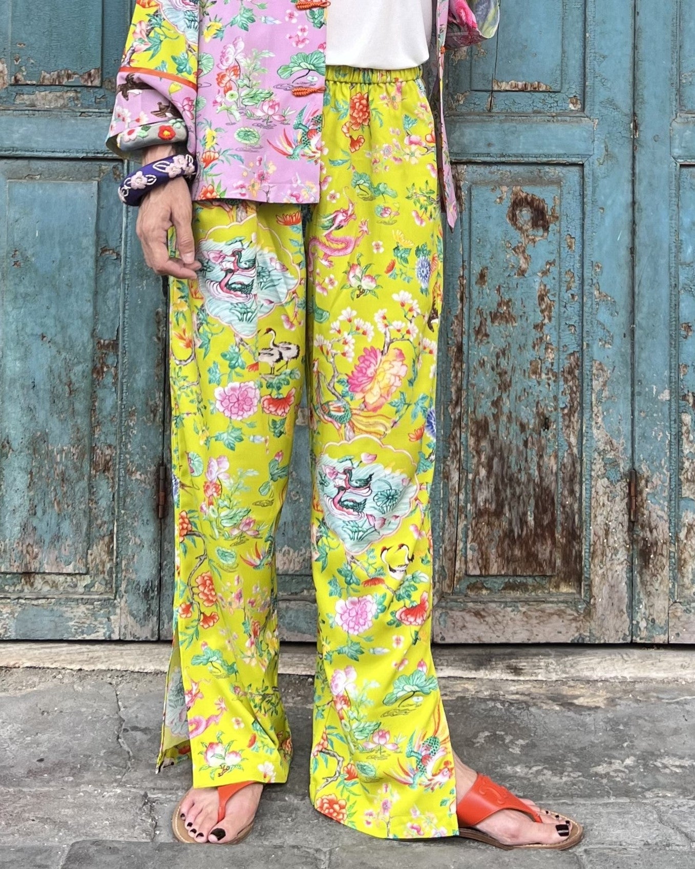 LOTUS POND 裤子：黄绿色
