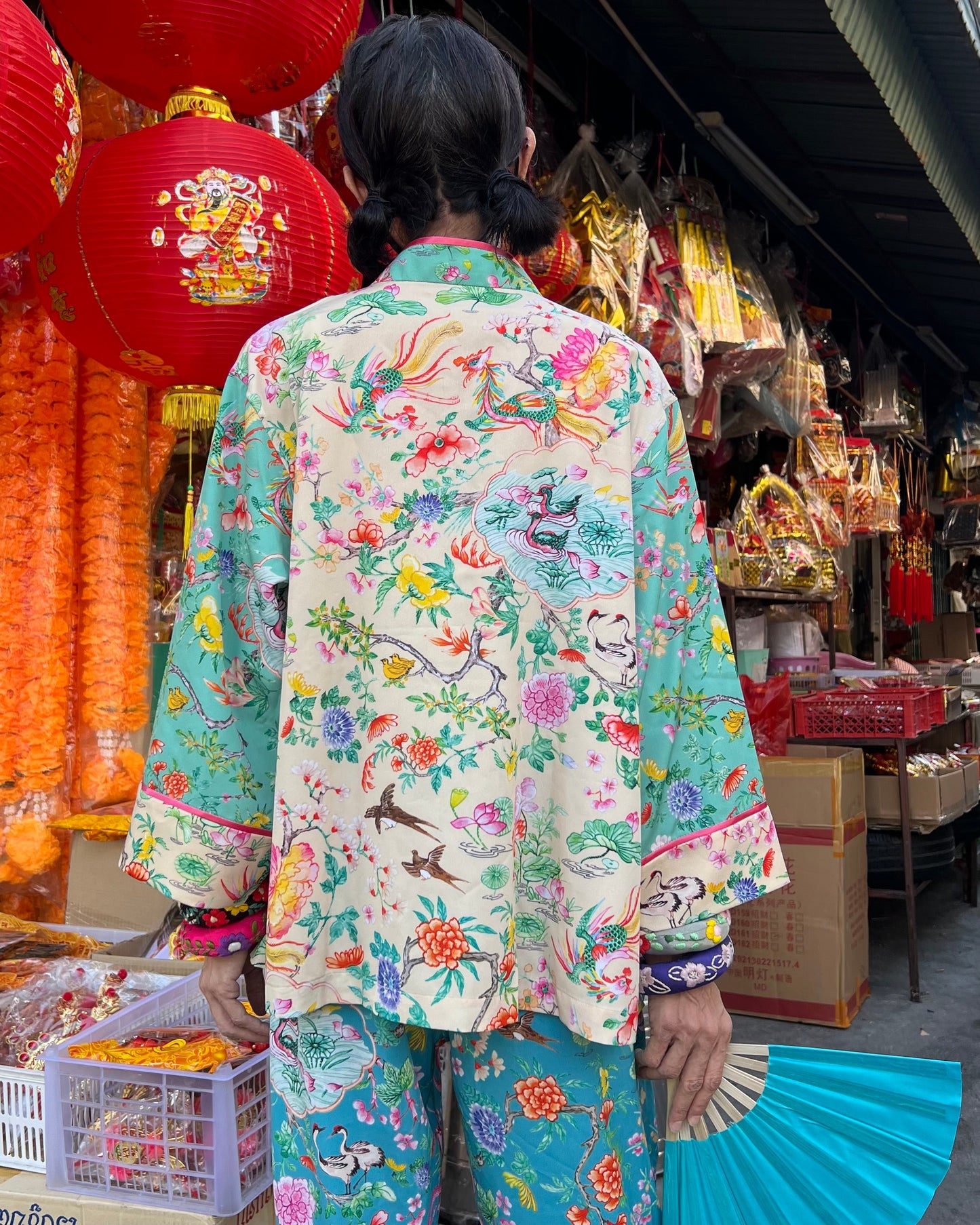 莲花池上衣：蓝粉色